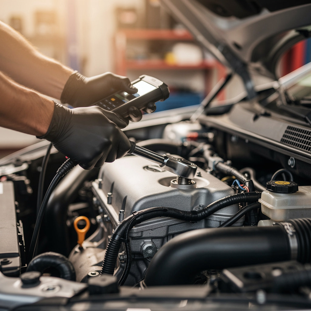 Miguel's Auto Service technician performing advanced engine diagnostics and performance repair in San Diego